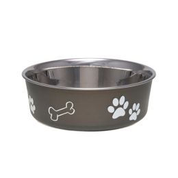 Loving Pets Classic Dog Bowl Paw Print & Bone Espresso Medium